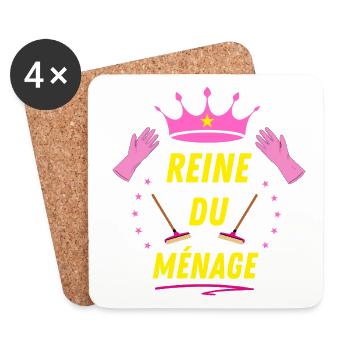 Reine du Ménage - Dessous de verre (lot de 4) - blanc - Devant