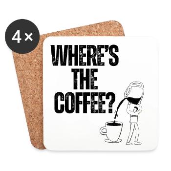 Où est le café - Dessous de verre (lot de 4) - blanc - Devant