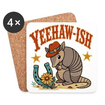 Yeehaw Ish Cowboy Armadillo - Dessous de verre (lot de 4) - blanc - Devant
