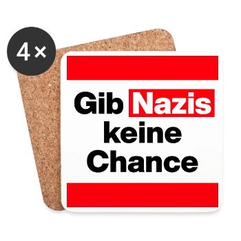 GIB NAZIS KEINE CHANCE, NO NZS, NO AFD, DEMOKRATIE - Untersetzer (4er-Set) - Weiß - Vorne