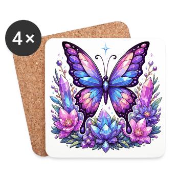 Crystal Butterfly Blossoms - Coasters (set of 4) - white - Front