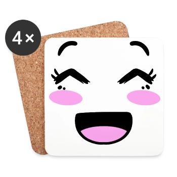 Cute face in kawaii style - Coasters (set of 4) - white - Front