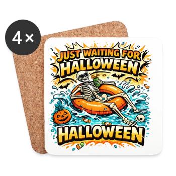 Waiting for Halloween Skeleton Hallloween Anticipation - Coasters (set of 4) - white - Front