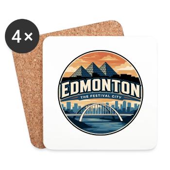 Insigne rétro du pont Walterdale d’Edmonton - Dessous de verre (lot de 4) - blanc - Devant