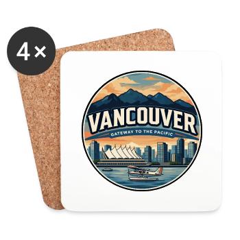 Retro Vancouver Harbour Travel Badge - Coasters (set of 4) - white - Front