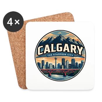 Retro Calgary Peace Bridge Travel Badge - Coasters (set of 4) - white - Front