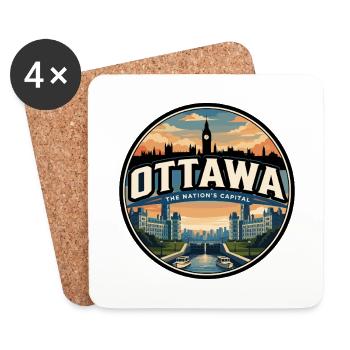 Retro Ottawa Parliament Travel Badge - Coasters (set of 4) - white - Front