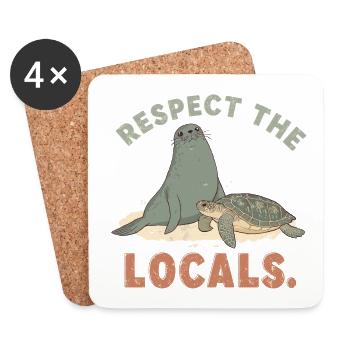 Respectez les locaux Tortue phoque rétro - Dessous de verre (lot de 4) - blanc - Devant