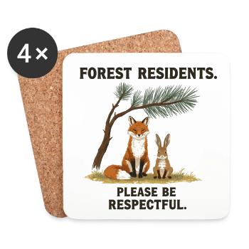 Forest Residents Fox Rabbit Forest Animals - Coasters (set of 4) - white - Front