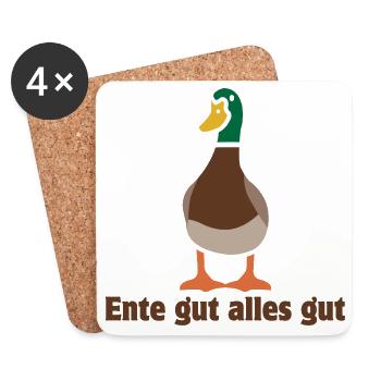 Ente gut alles gut | Cartoon - Untersetzer (4er-Set) - Weiß - Vorne