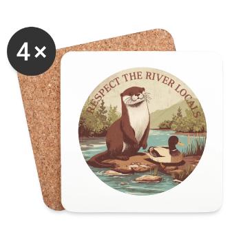 Respect The River Locals Otter Nature - Coasters (set of 4) - white - Front