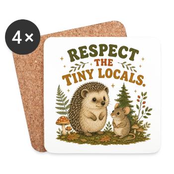 Respect The Tiny Locals Hedgehog Retro - Coasters (set of 4) - white - Front