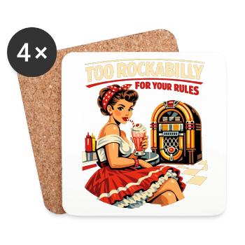 Too Rockabilly For Your Rules: 50s Diner PinUp - Coasters (set of 4) - white - Front