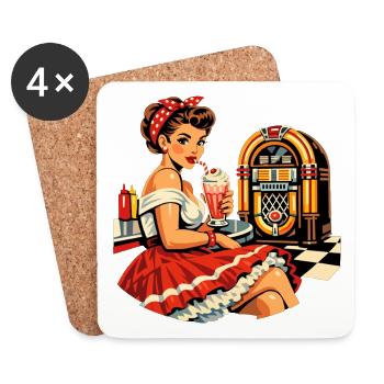 50s Diner Pin-Up: Retro Rockabilly Style - Coasters (set of 4) - white - Front