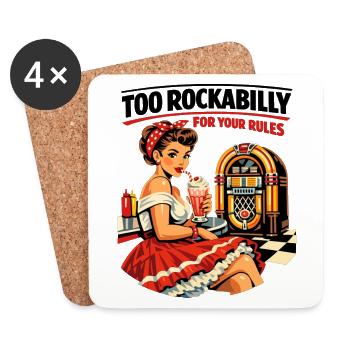 Too Rockabilly For Your Rules: 50s Diner PinUp - Coasters (set of 4) - white - Front