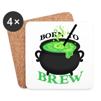 Dessin animé Green Brew Pot - Dessous de verre (lot de 4) - blanc - Devant