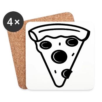 Pizza Piece Drawing - Coasters (set of 4) - white - Front
