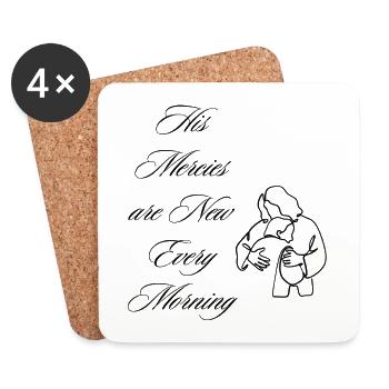 His Mercies Are New Every Morning Line Art Quote - Coasters (set of 4) - white - Front