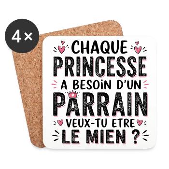 Veux Tu Etre Mon Parrain  - Dessous de verre (lot de 4) - blanc - Devant