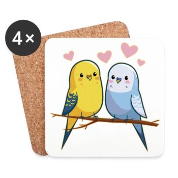 Budgies - Coasters (set of 4) - white - Front