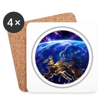 Earth from space with neon ring - Coasters (set of 4) - white - Front