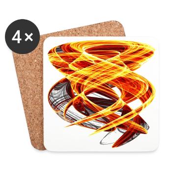 Fire Orbit – Chaos Art - Coasters (set of 4) - white - Front