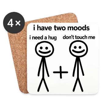 Introvert Funny Two Moods Hug or No Touch - Coasters (set of 4) - white - Front