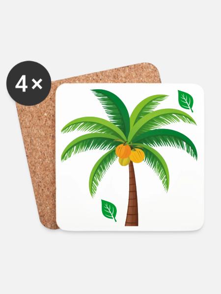 Tropische Palme Bunt - Untersetzer (4er-Set) - Weiß