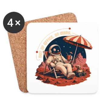Out Of Office On Mars – Vacation in Space - Coasters (set of 4) - white - Front