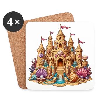 Beach sandcastle with shells - Coasters (set of 4) - white - Front