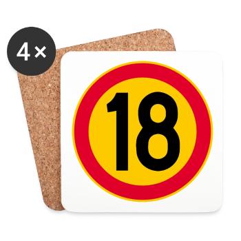 18th Birthday Age 18 Years Sign - Coasters (set of 4) - white - Front