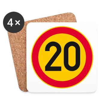 20th Birthday Age 20 Years Sign - Coasters (set of 4) - white - Front