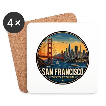 San Francisco City by the Bay Retro Emblem - Coasters (set of 4) - white - Front