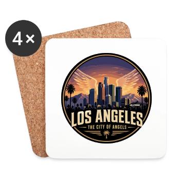 Los Angeles City of Angels Retro Hollywood Badge - Coasters (set of 4) - white - Front