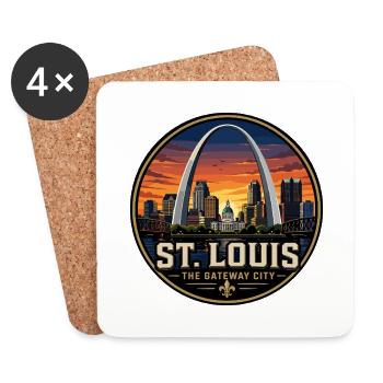 St Louis Gateway City Retro Arch Emblem - Coasters (set of 4) - white - Front
