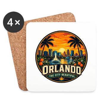 Insigne orange rétro de la belle ville d’Orlando - Dessous de verre (lot de 4) - blanc - Devant