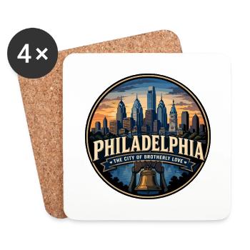 Philadelphia City of Brotherly Love Retro Emblem - Coasters (set of 4) - white - Front