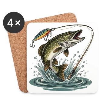 FISHING. WAIT. CATCH. - Coasters (set of 4) - white - Front