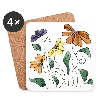 Flowers - Coasters (set of 4) - white - Front