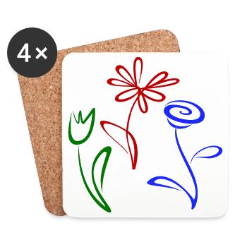 Three flowers - Coasters (set of 4) - white - Front