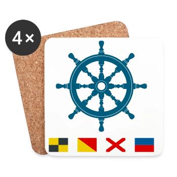 Love – Maritime steering wheel with signal flags - Coasters (set of 4) - white - Front