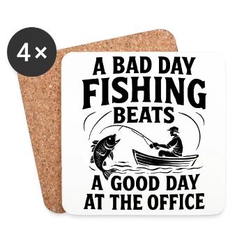 Bad Day Fishing Beats a Good Day at the Office - Coasters (set of 4) - white - Front