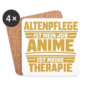 Altenpflege Anime Fan Pflegekraft Geschenk - Untersetzer (4er-Set) - Weiß - Vorne