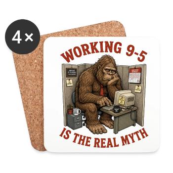 Bigfoot Sasquatch Office Worker Myth - Coasters (set of 4) - white - Front