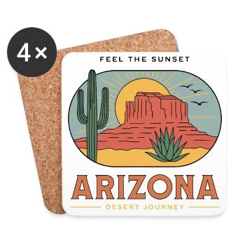 Retro Arizona Desert Sunset - Coasters (set of 4) - white - Front