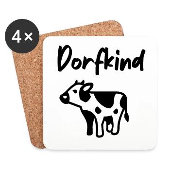 Dorfkind Kuh Landleben Bauernhof Design - Untersetzer (4er-Set) - Weiß - Vorne