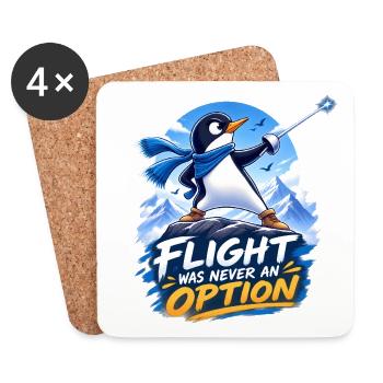 Brave Penguin – Never Give Up - Coasters (set of 4) - white - Front