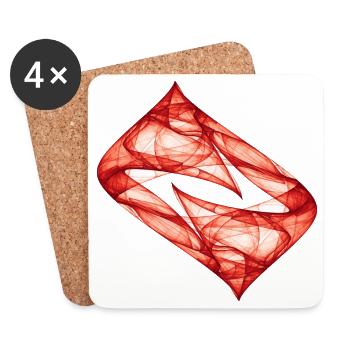 Dynamic Track - Red - Chaos Art - Coasters (set of 4) - white - Front