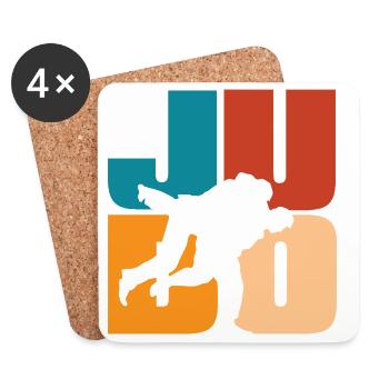 Judo Silhouette Retro Vintage Martial Arts - Coasters (set of 4) - white - Front