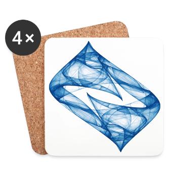 Dynamic Track - Blue - Chaos Art - Coasters (set of 4) - white - Front